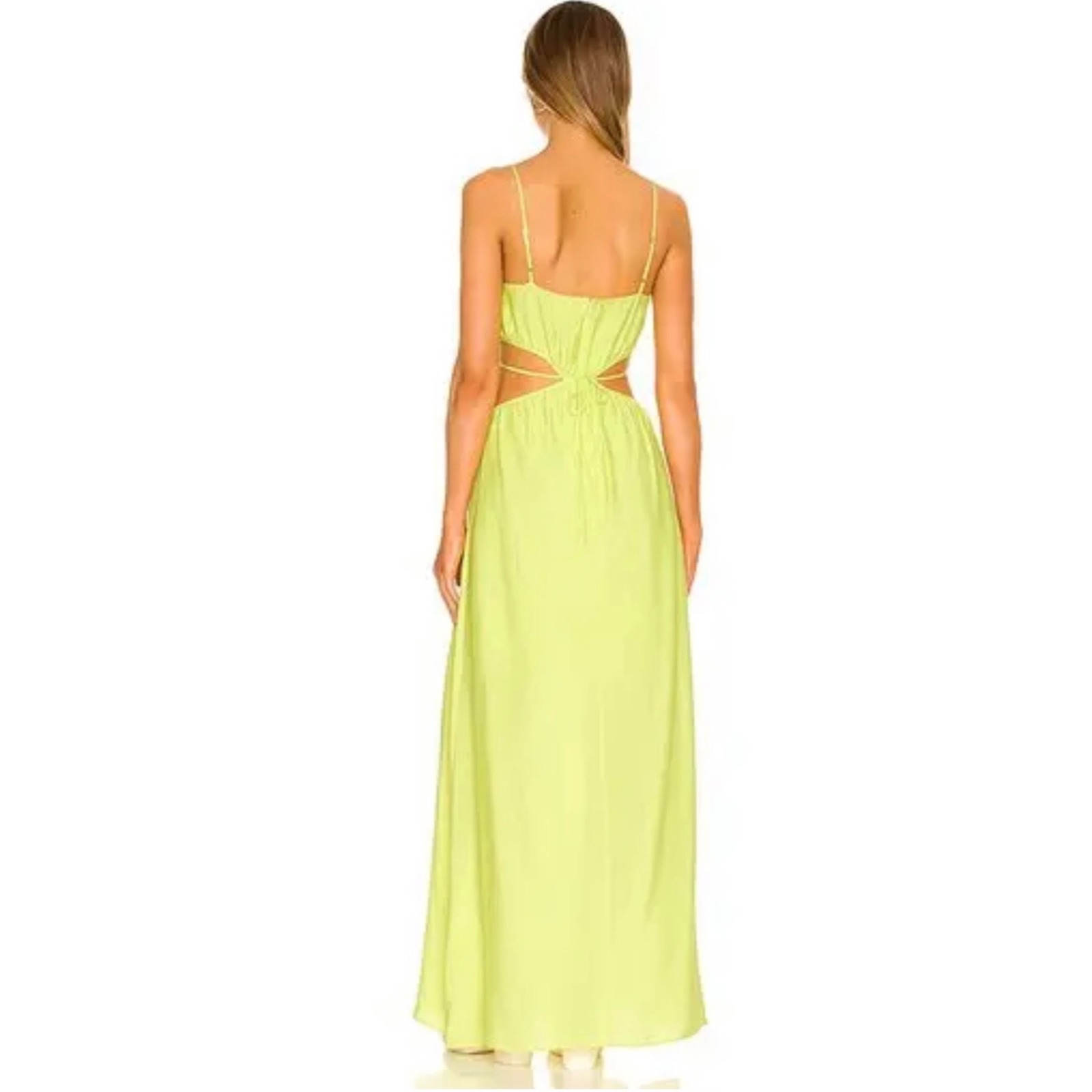Jonathan Simkhai Swim Neon Yellow Cutout Maxi Dress Size M Square Neck Pockets